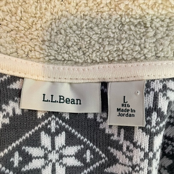L.L.‎ Bean Printed Fleece Full Zip Jacket in Cream Grey Size Large - Picture 4 of 7